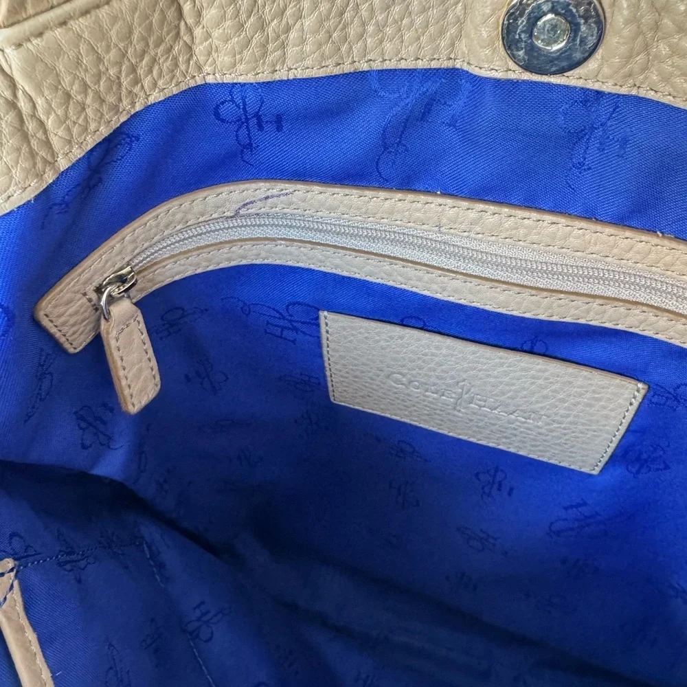Cole Haan Elegant Beige Leather Tote Bag